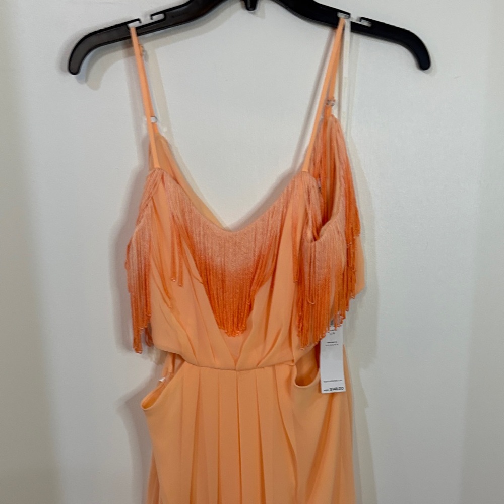 BCBGeneration Peach Fringe Midi Dress